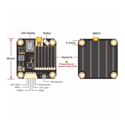 AKK 2W 5.8G FPV Vidéo émetteur 37CH 25mW/200mW/600mW/1000/2000mW Drone commutable VTX